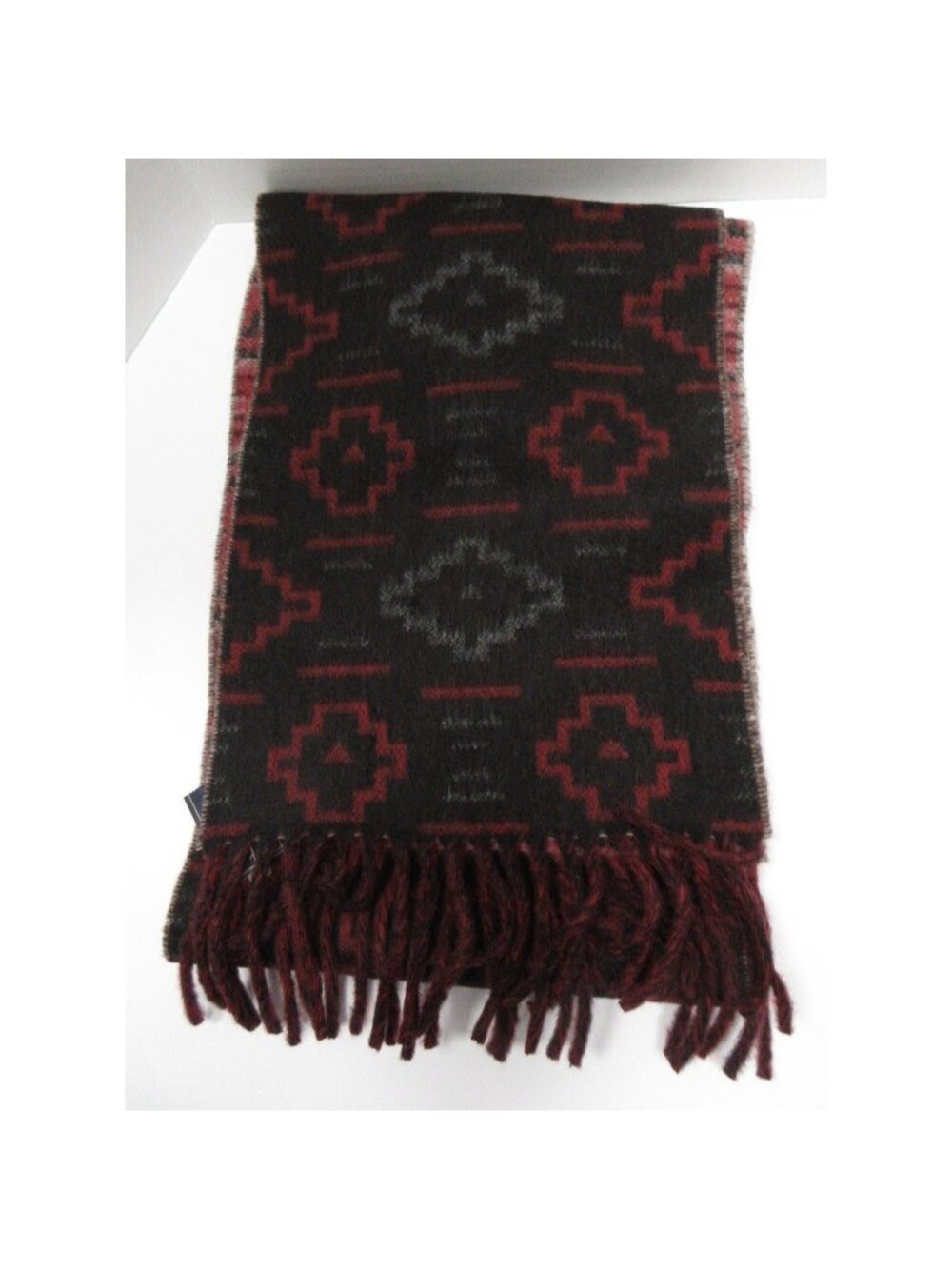 VINTAGE Polo Ralph Lauren Scarf Red Lambs Wool Southwestern Aztec 90s